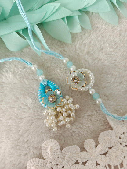 Pearl Bloom Rakhi Lumba Set