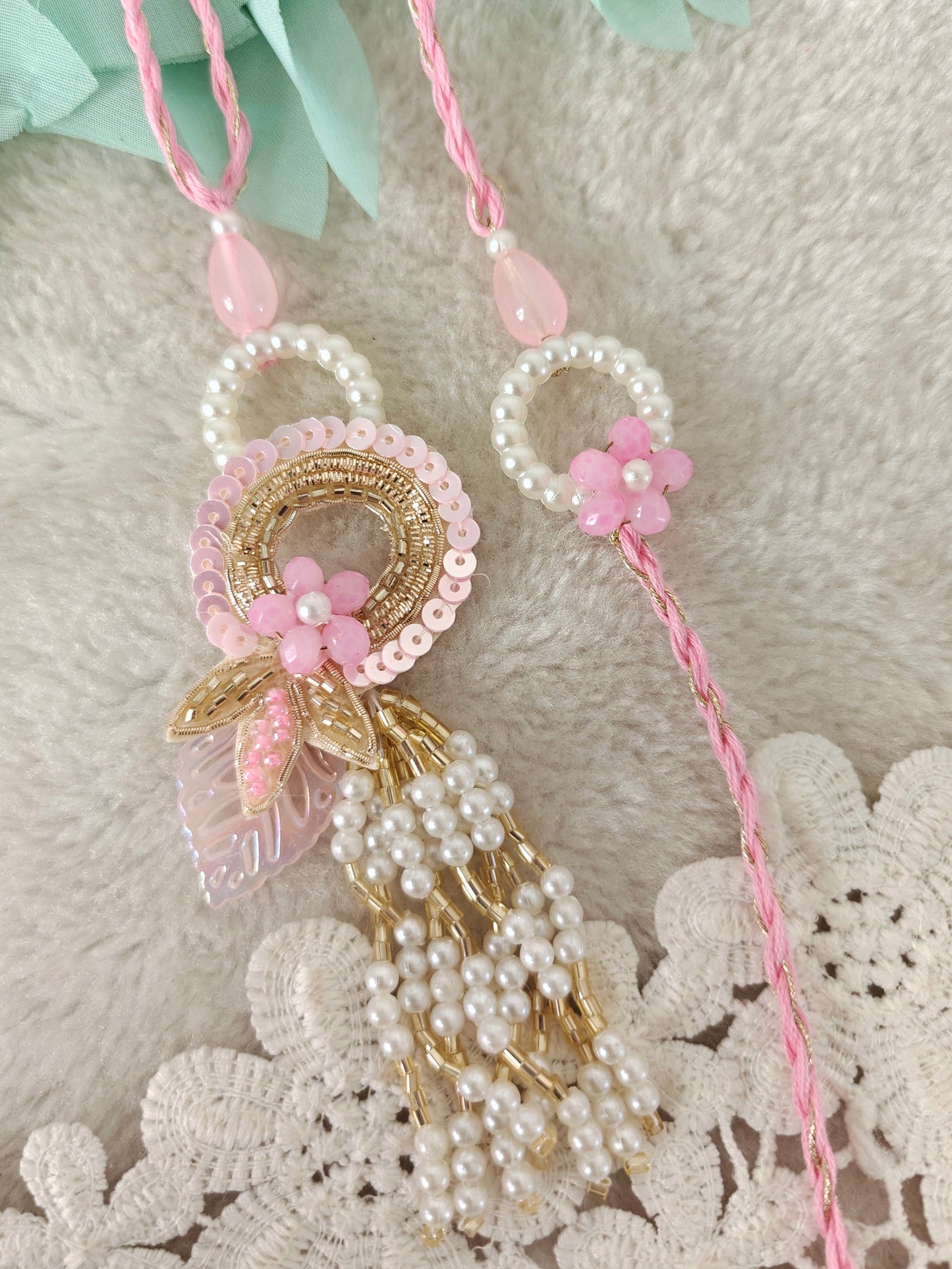 Floral Halo Rakhi Lumba Set