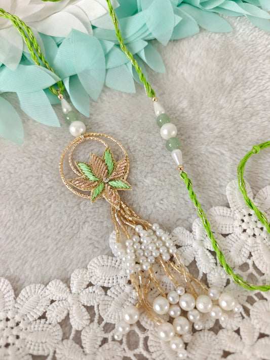 Zari Lotus Rakhi Lumba Set