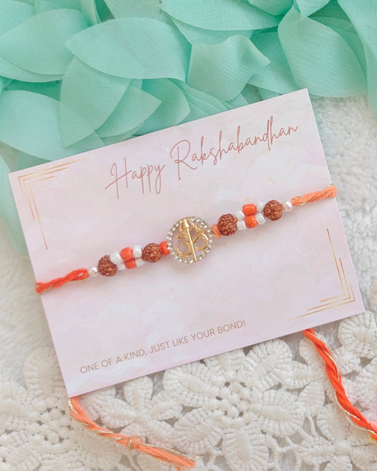Sacred Om Trishul Rudraksha Rakhi