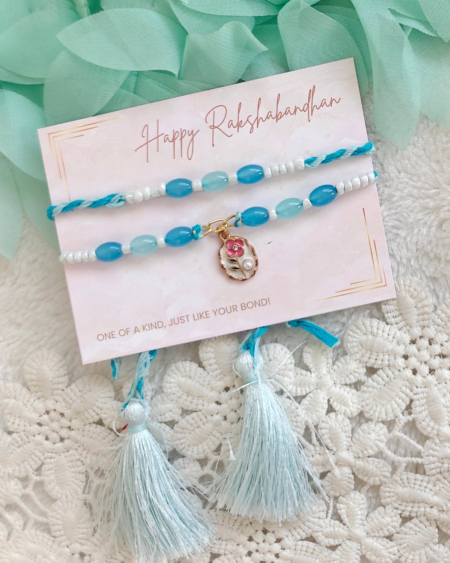 Floral Rakhi Bracelet Set
