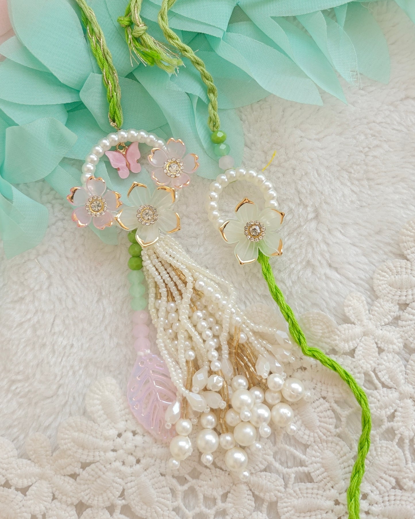 Pearl Garden Butterfly Rakhi Lumba Set