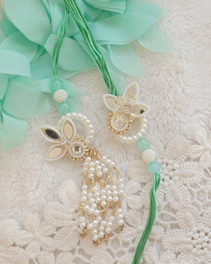 Pearl Petal Charm Rakhi Lumba Set