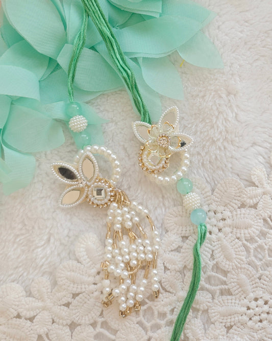 Pearl Petal Charm Rakhi Lumba Set