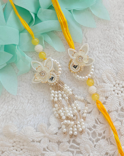 Pearl Petal Charm Rakhi Lumba Set