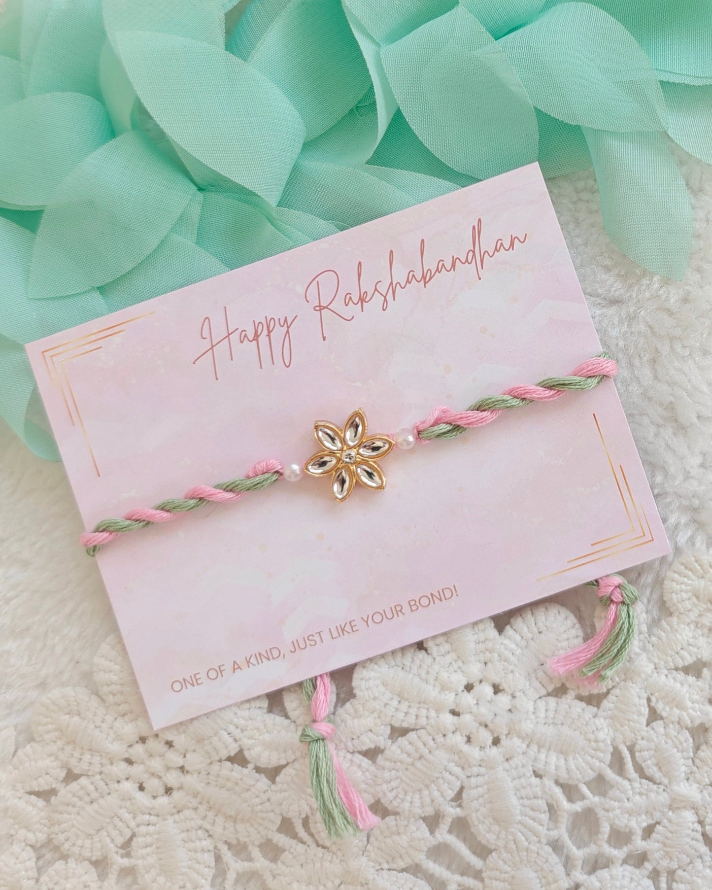Floral Kundan Classic Rakhi