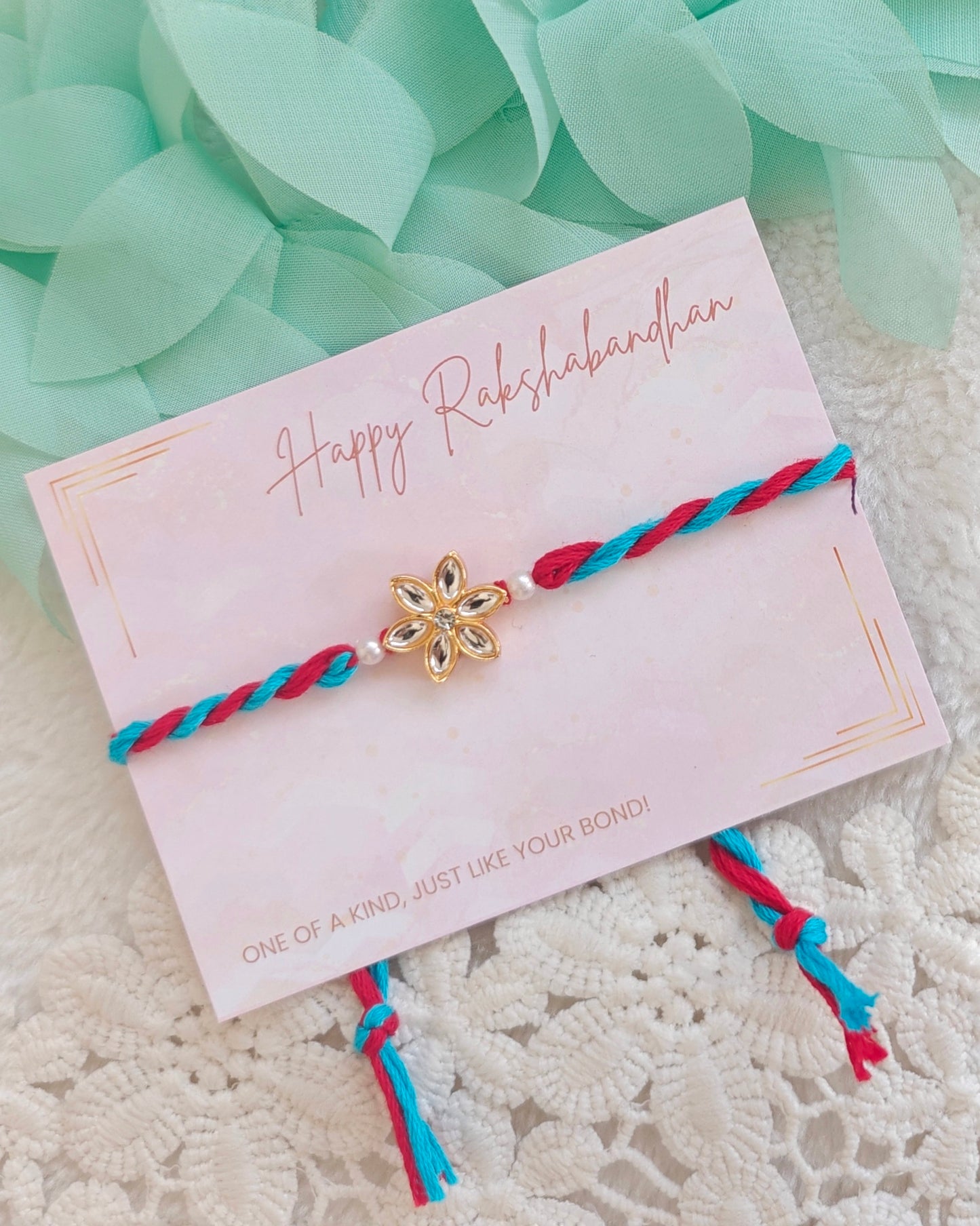 Floral Kundan Classic Rakhi