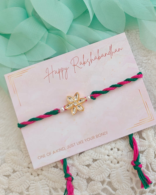 Floral Kundan Classic Rakhi