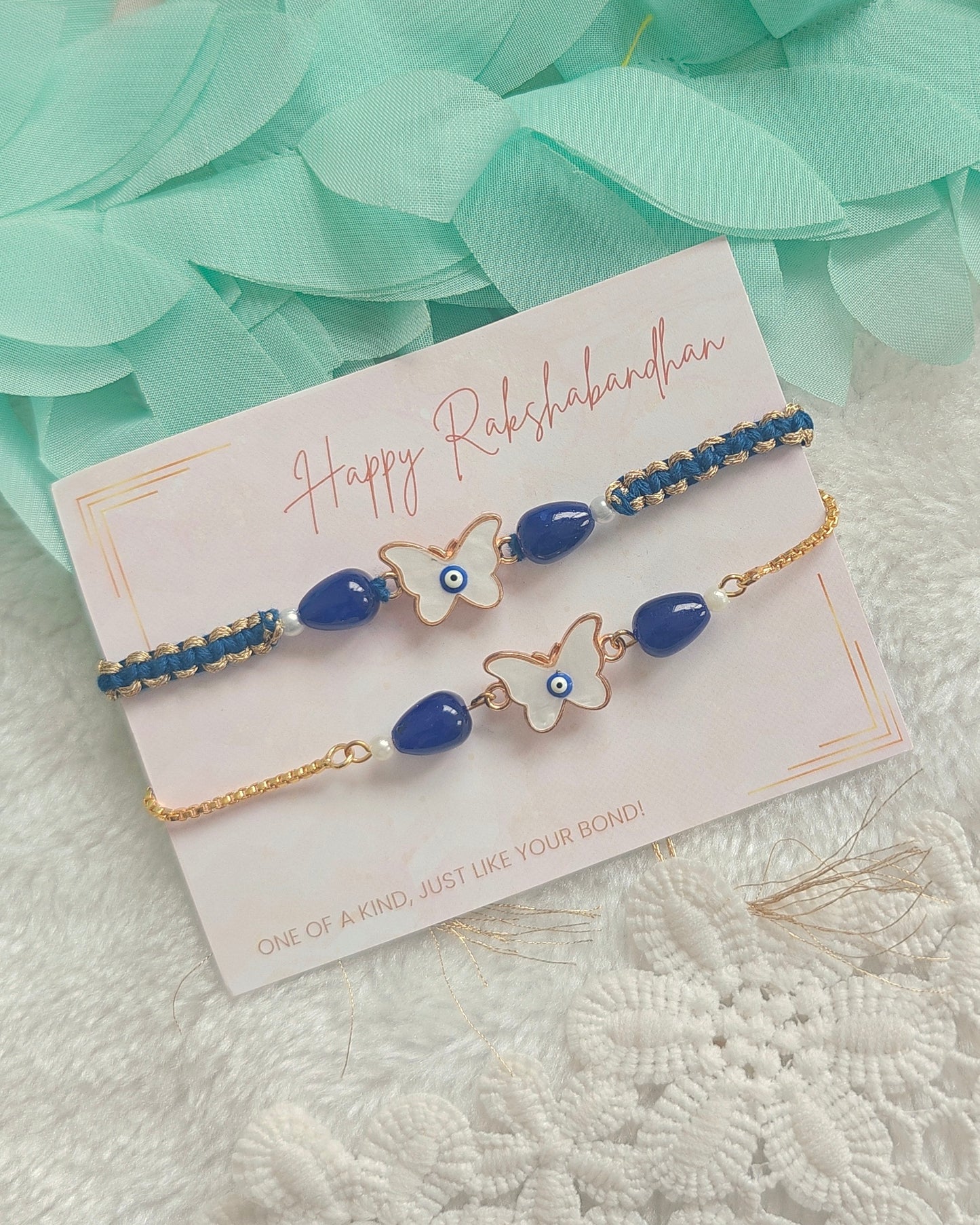 Butterfly Evil Eye Eye Rakhi Bracelet Set