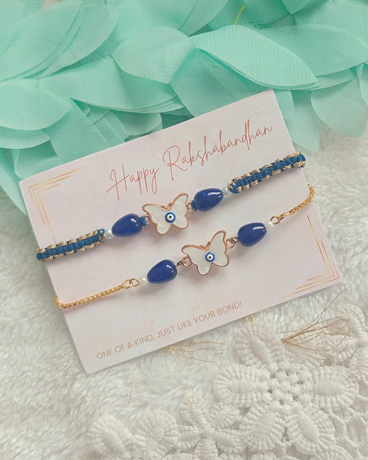 Butterfly Evil Eye Eye Rakhi Bracelet Set