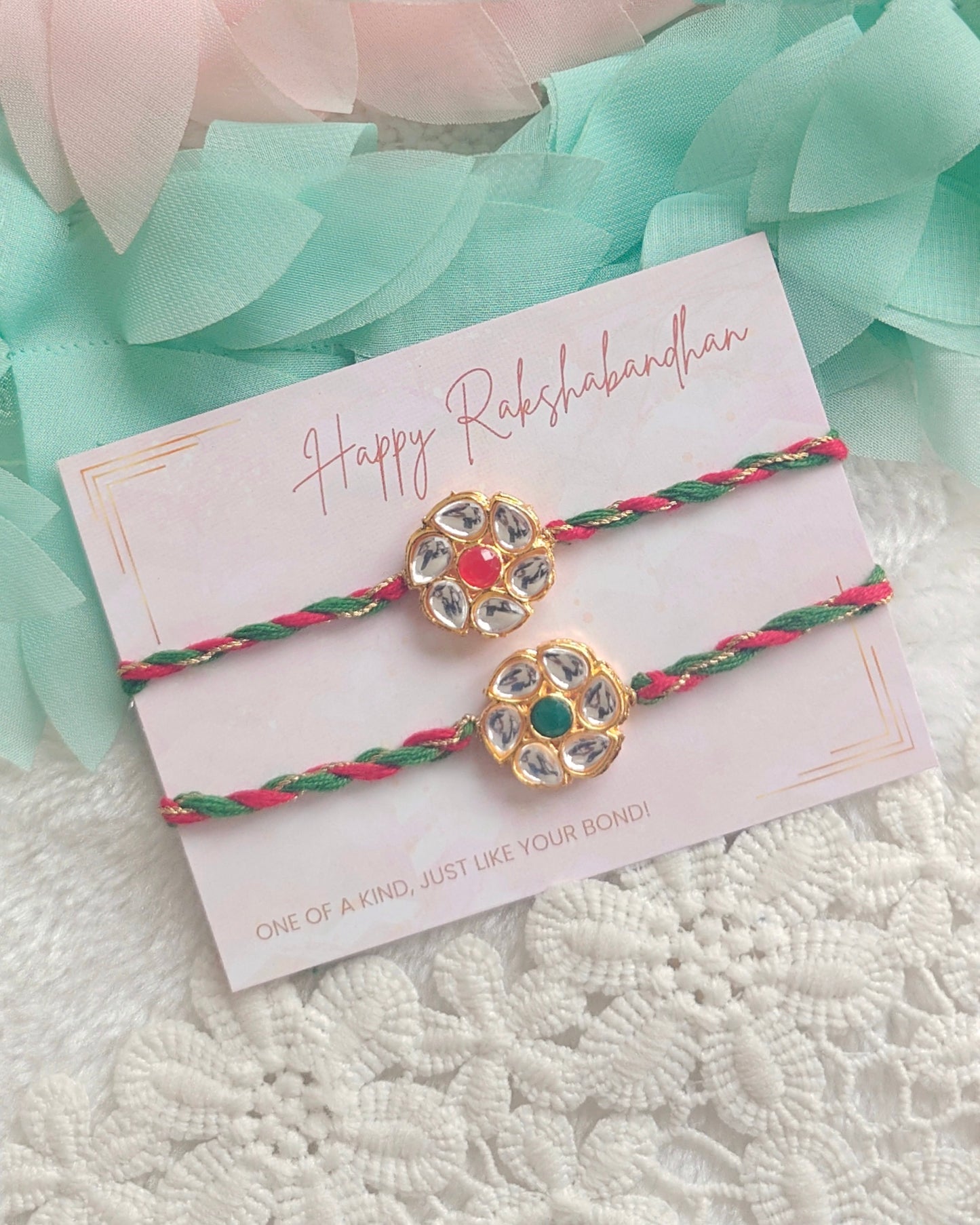 Kundan Floral Rakhi Set of 2
