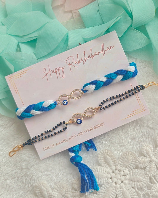 Infinity Evil Eye Eye Rakhi Mangalsutra Bracelet Set