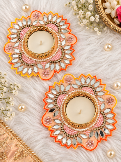 Noor Mirror Tealight Holders – Set of 2