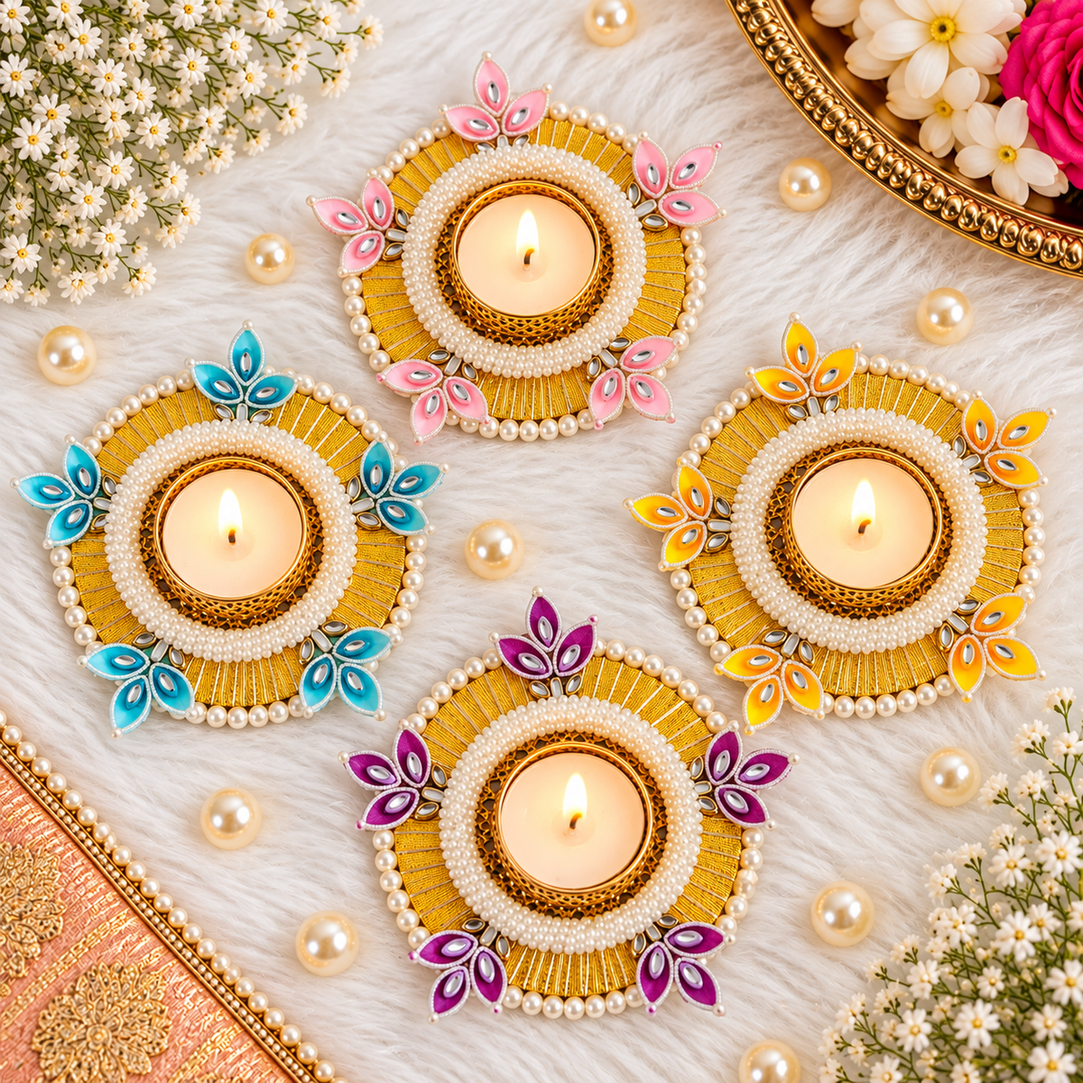 4" Pearl Petal Tealight Holder