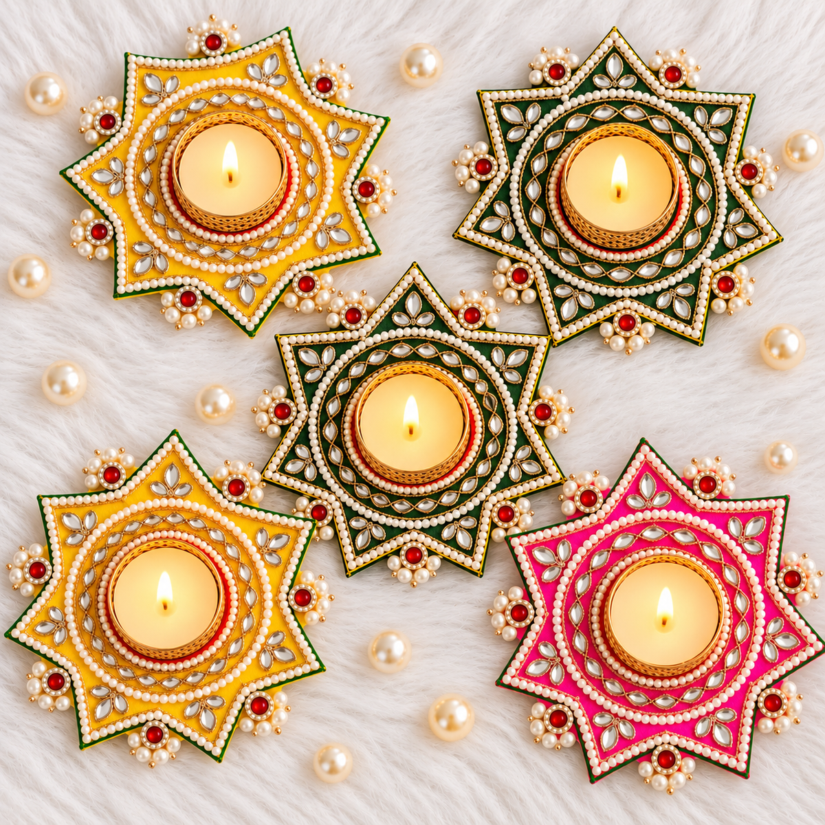 Kundan Star Tealight Holder