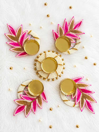 Pearl Bloom Diya Rangoli Set – Set of 5