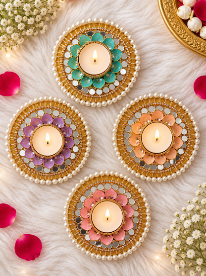 Pastel Mirror Tealight Holder - Set of 2