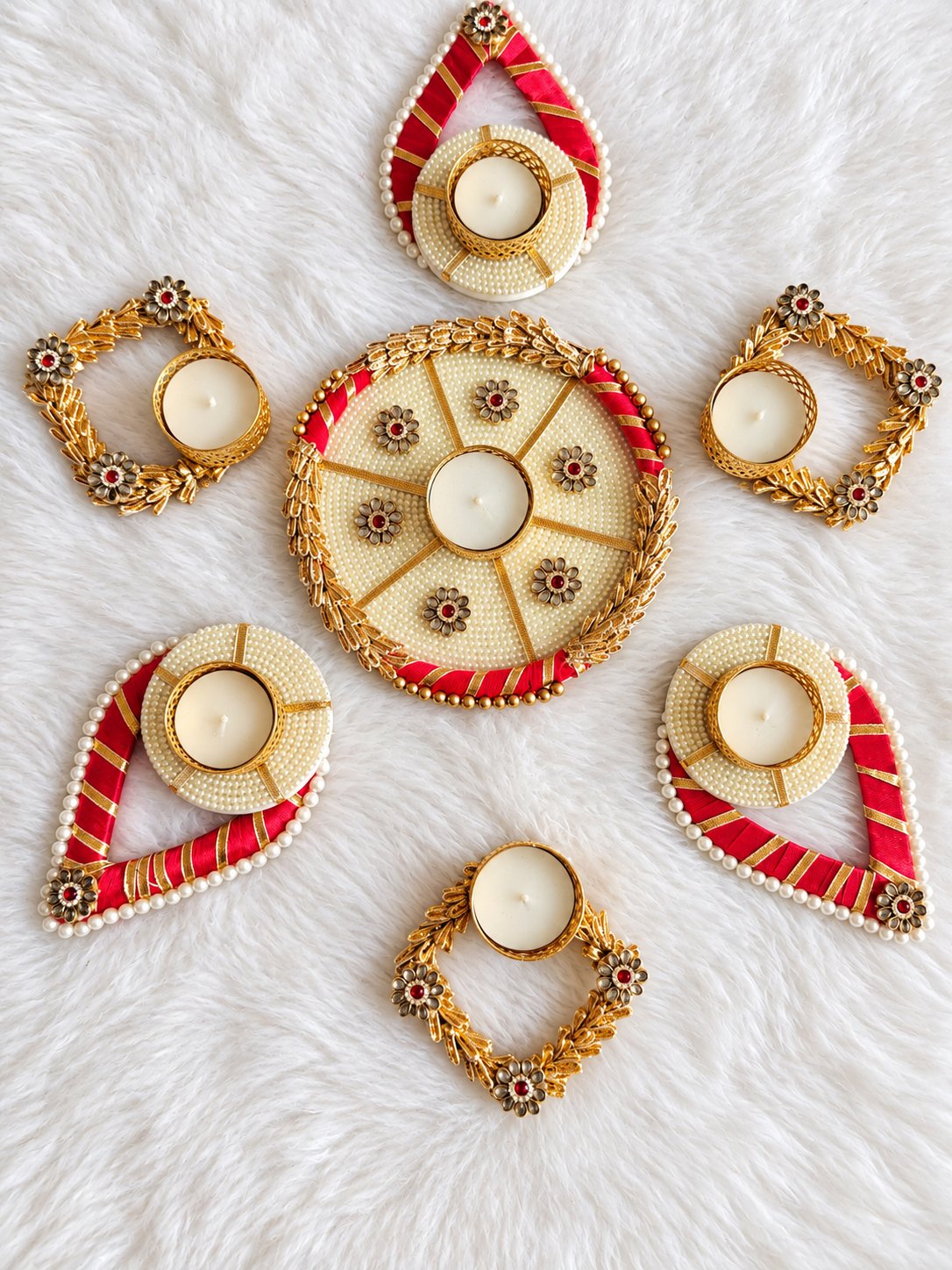 Pearl Royale Rangoli Tealight Set - Set of 7