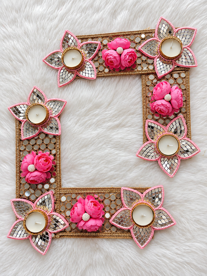 Floral Corner Rangoli Mat - Set of 2