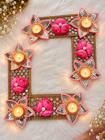 Floral Corner Rangoli Mat - Set of 2
