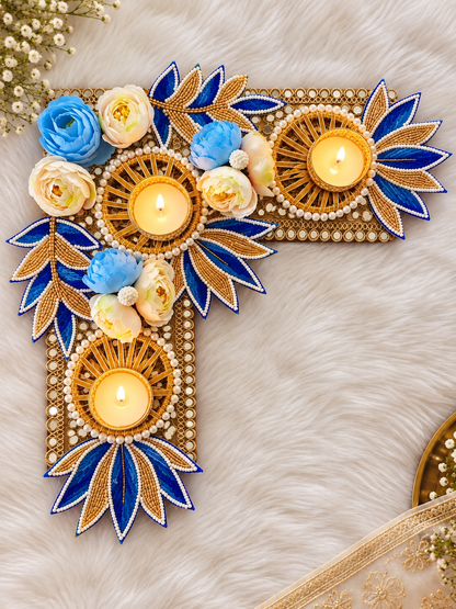 Azure Bloom Rangoli Set – Set of 3