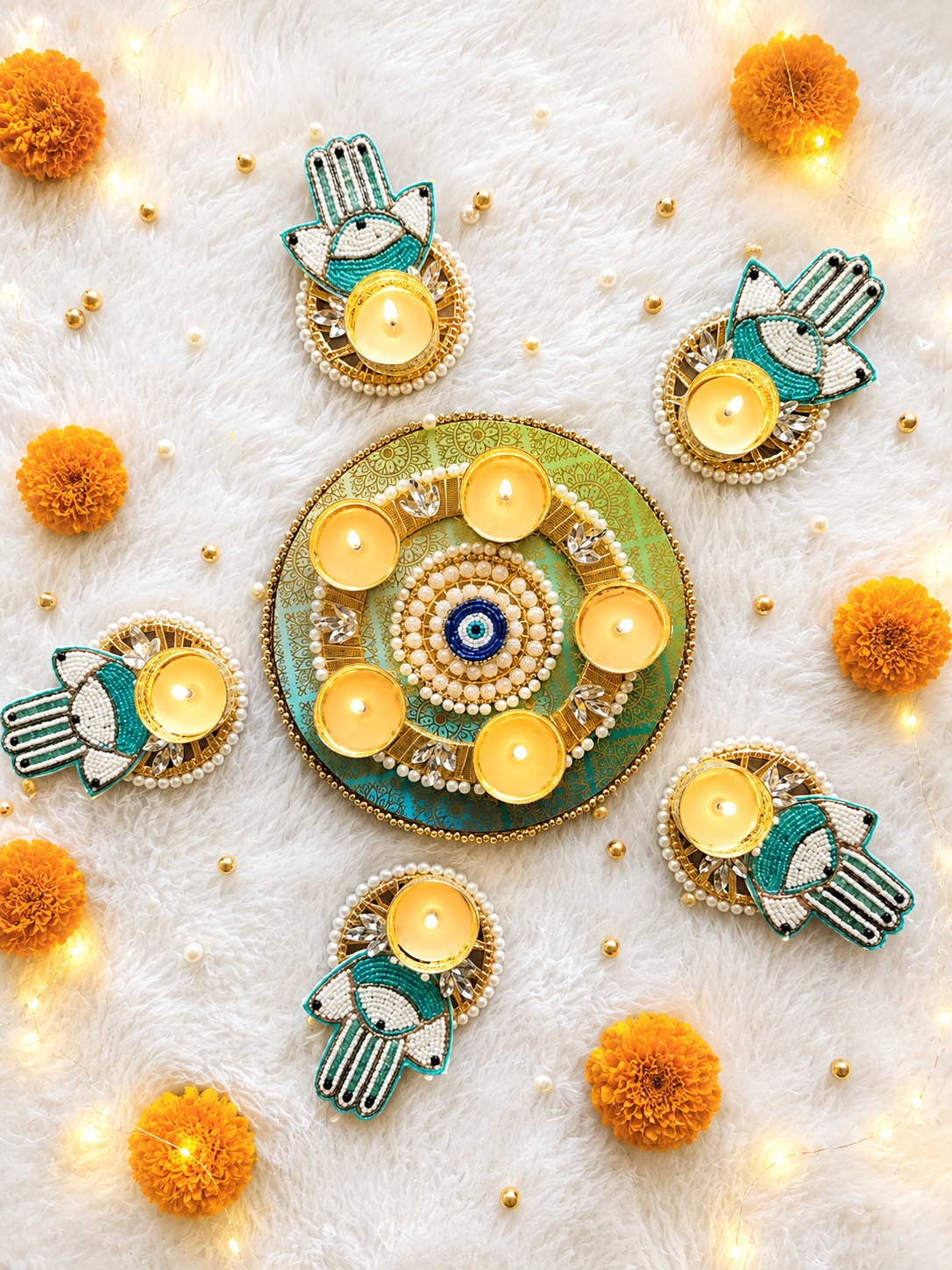 Evil Eye Hamsa Rangoli Set - Set of 5