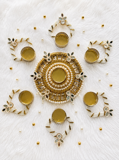 Pearl Aura Tealight Rangoli Set - Set of 7