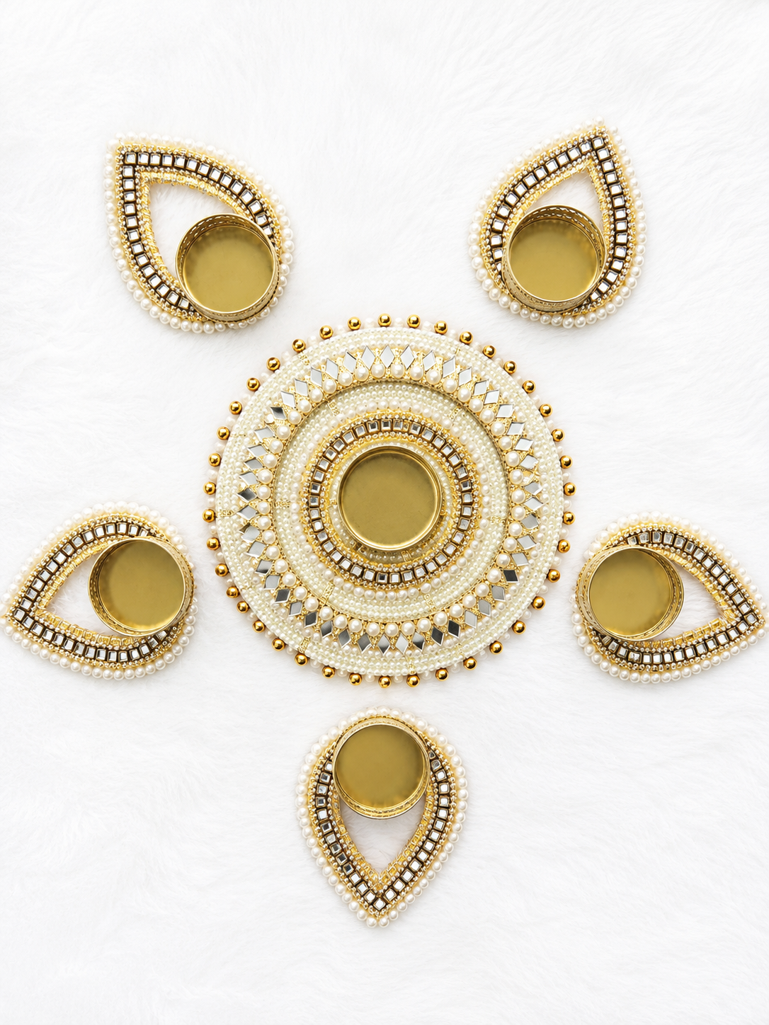 Noor Pearl Tealight Rangoli Set - Set of 6