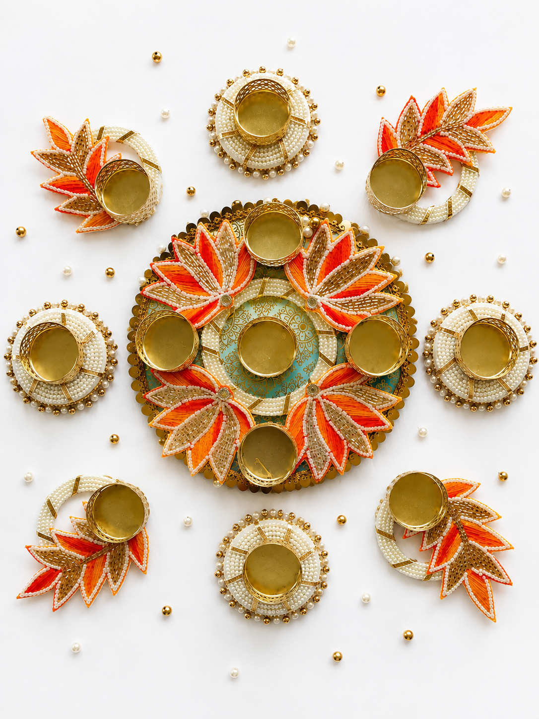 Grand Lotus Rangoli Set – Set of 9