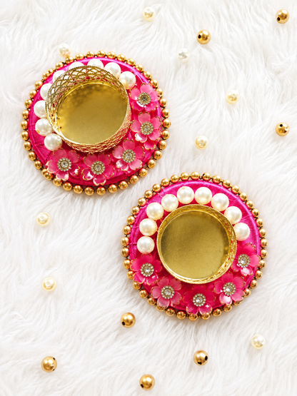 Floral Pearl Tealight Holders – Set of 2
