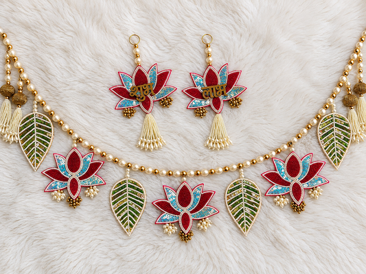 Lotus & Leaf Pearl Toran