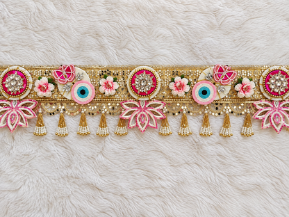 Butterfly and Floral Evil Eye Mirror Toran