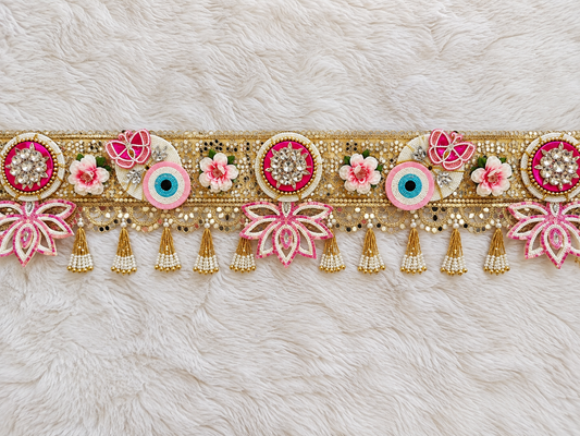 Butterfly and Floral Evil Eye Mirror Toran