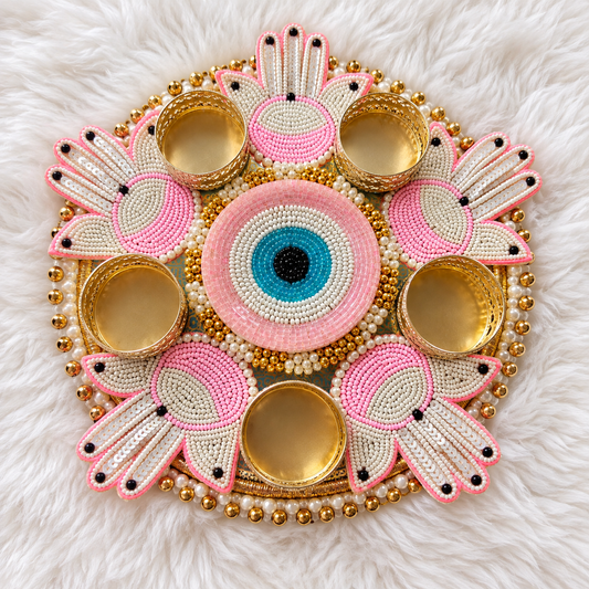 8" Evil Eye Hamsa Tealight Rangoli