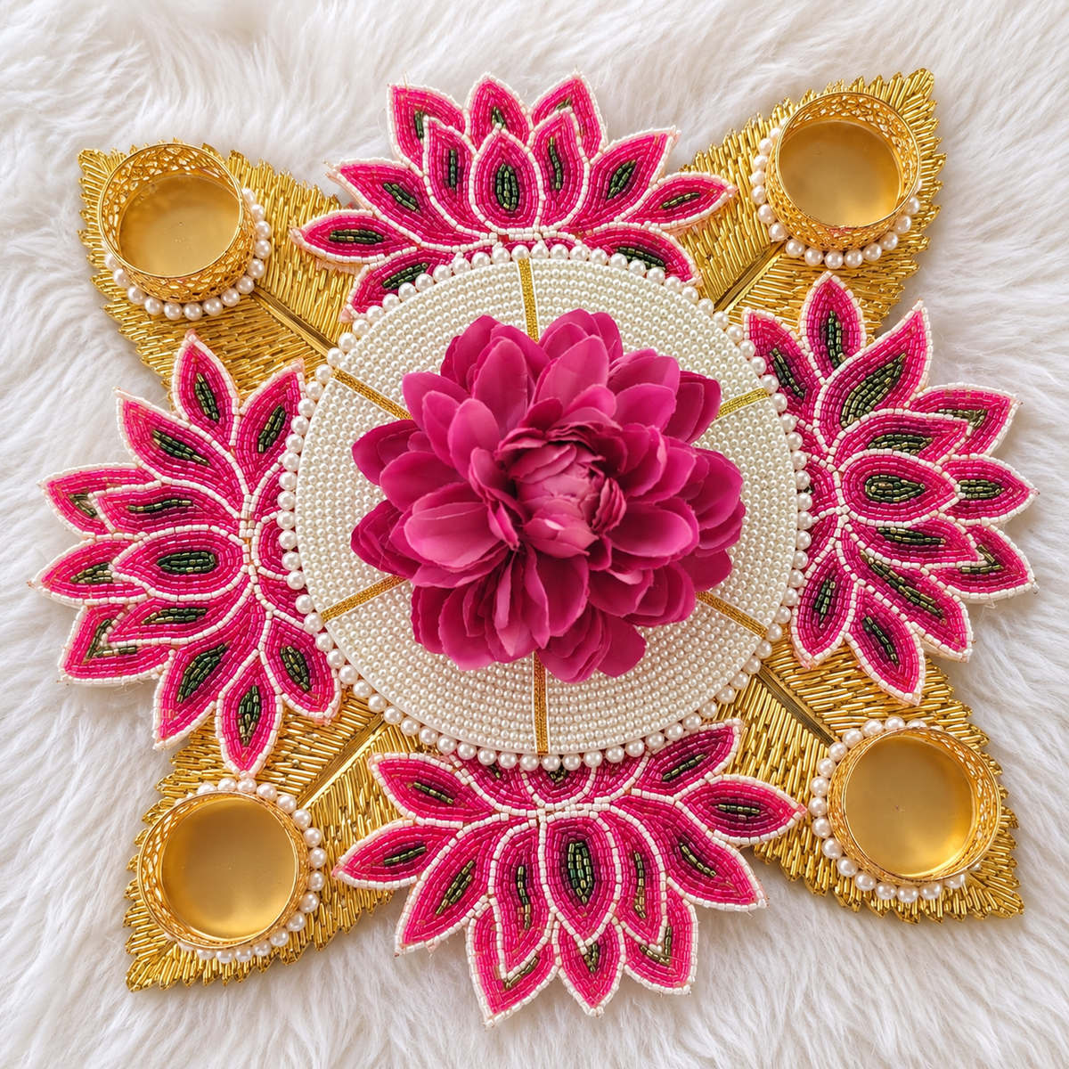 10" Gulnaar Lotus Tealight Rangoli