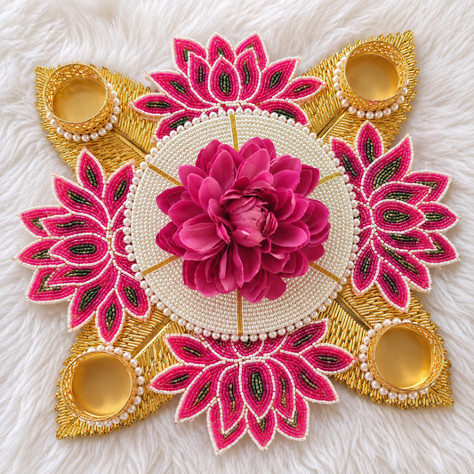 10" Gulnaar Lotus Tealight Rangoli