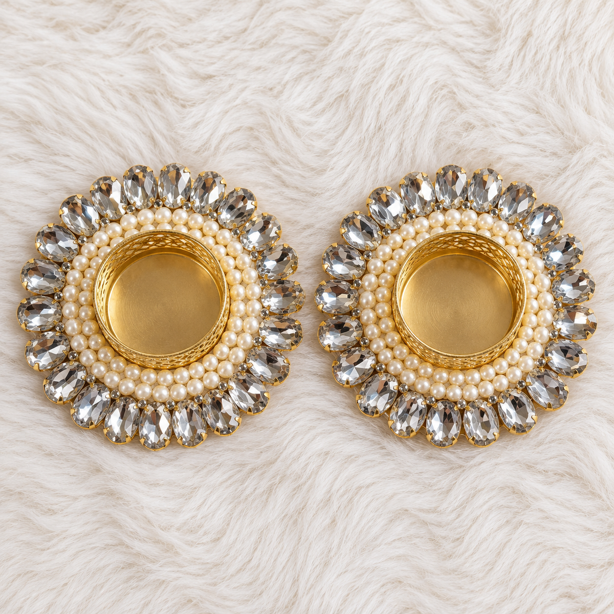 Noor Crystal Tealight Holders – Set of 2