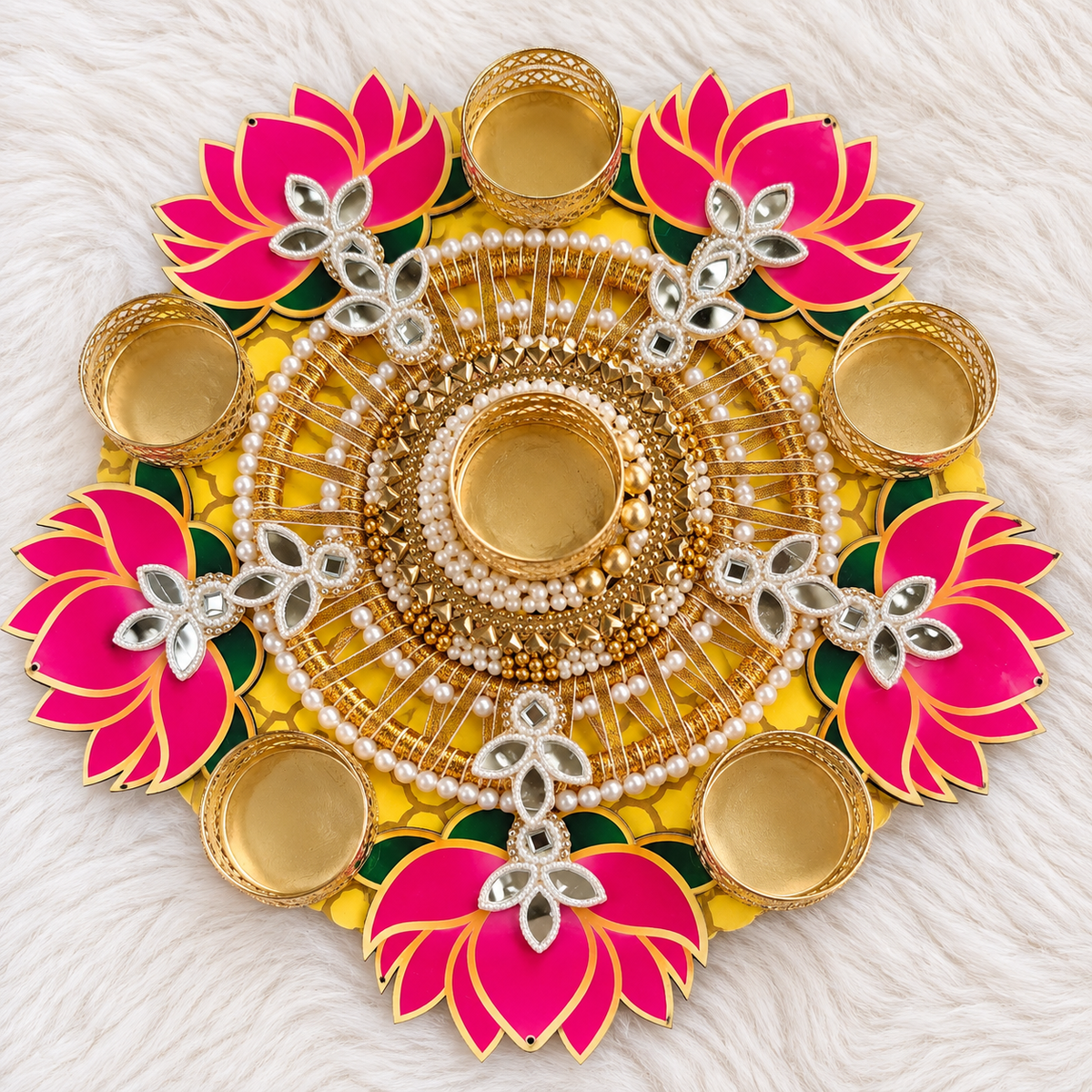 10" Rani Lotus Tealight Rangoli