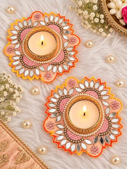 Noor Mirror Tealight Holders – Set of 2