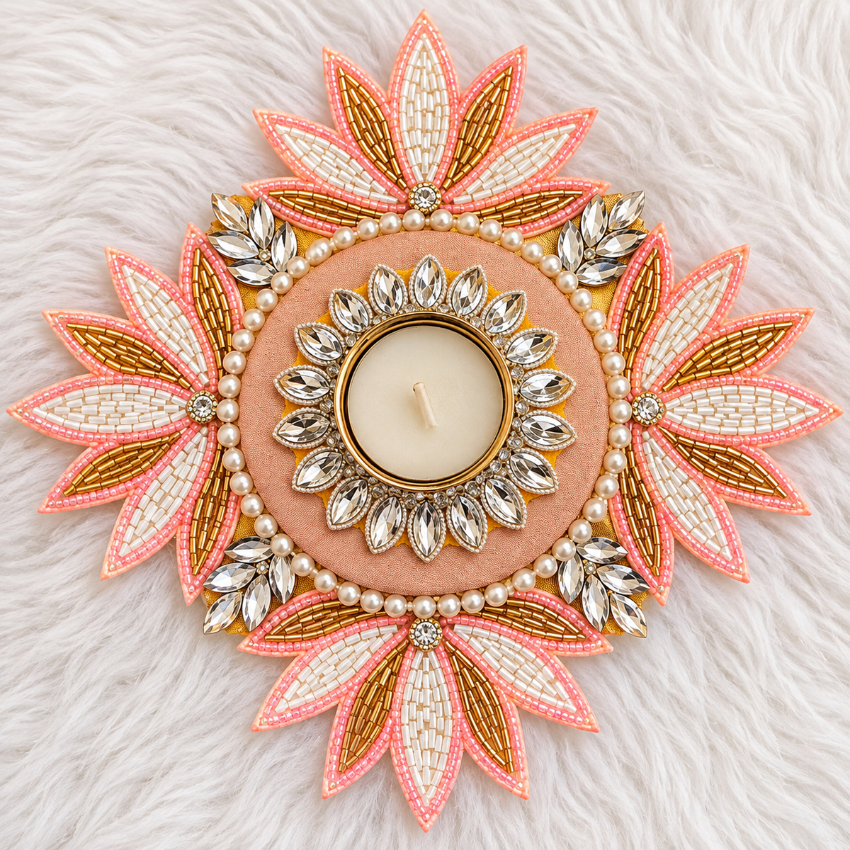 8" Celeste Lotus Tealight Holder