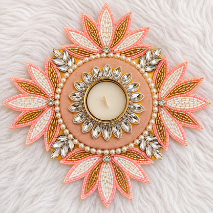 8" Celeste Lotus Tealight Holder