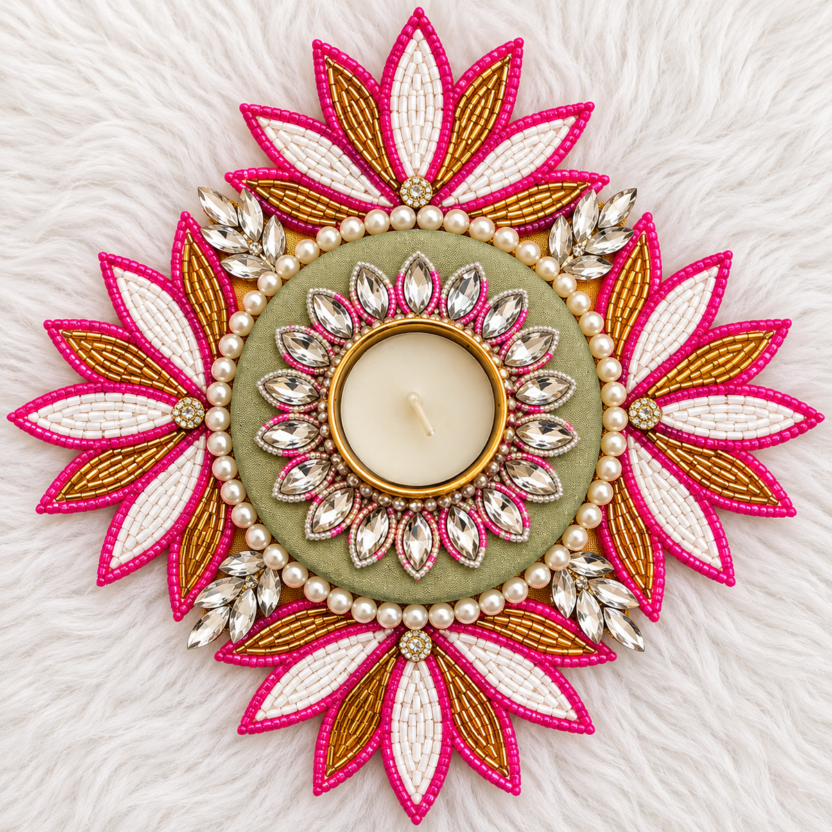 8" Celeste Lotus Tealight Holder