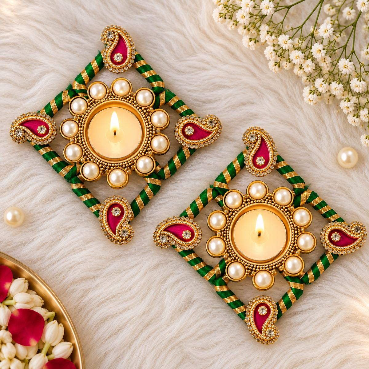 Meher Paisley Tealight Holders – Set of 2