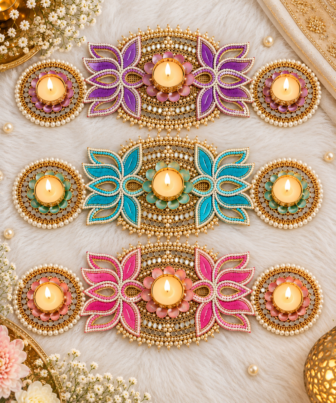 Lotus Aura Rangoli Set - Set of 3