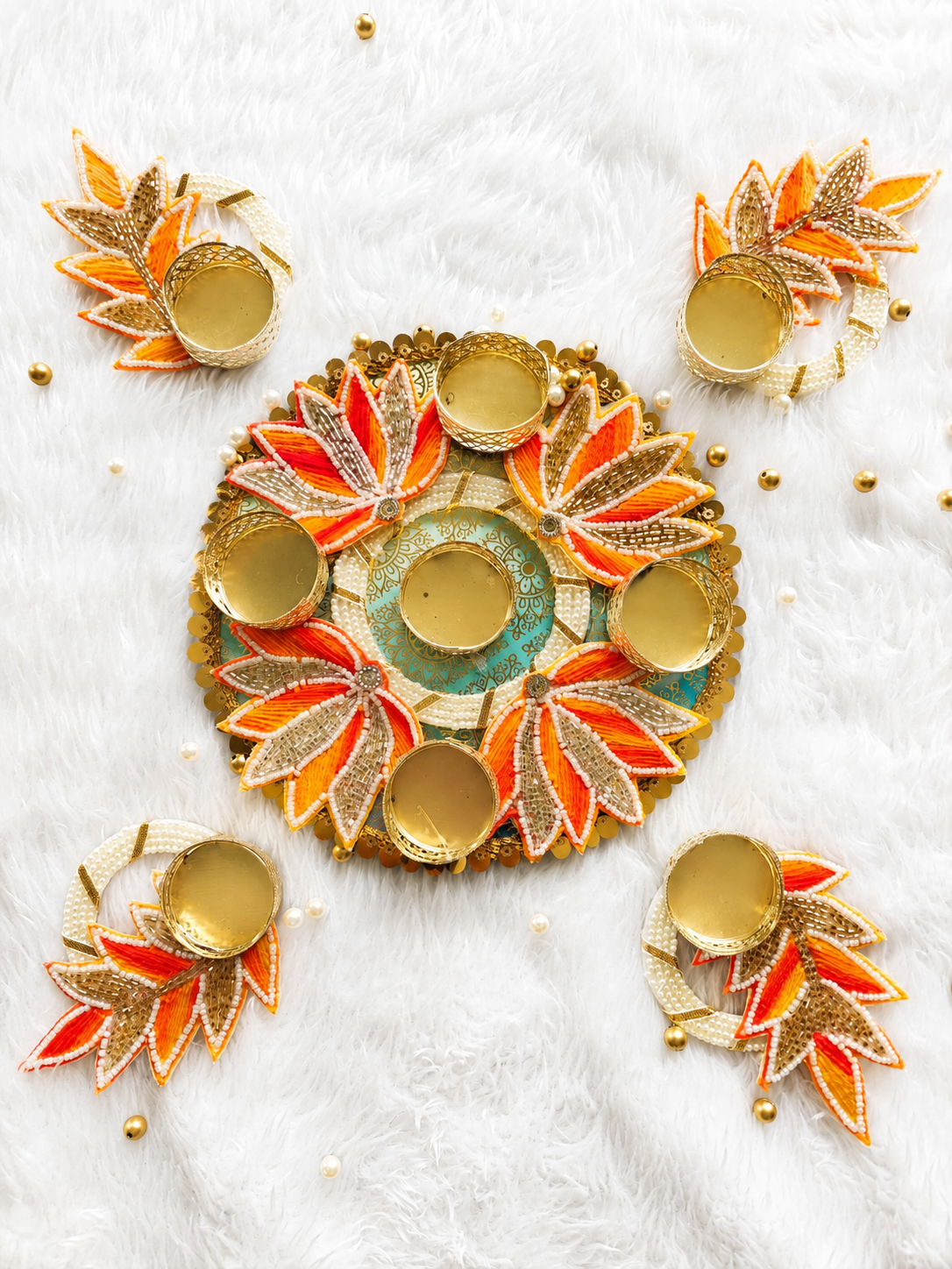 Grand Lotus Rangoli Set - Set of 5