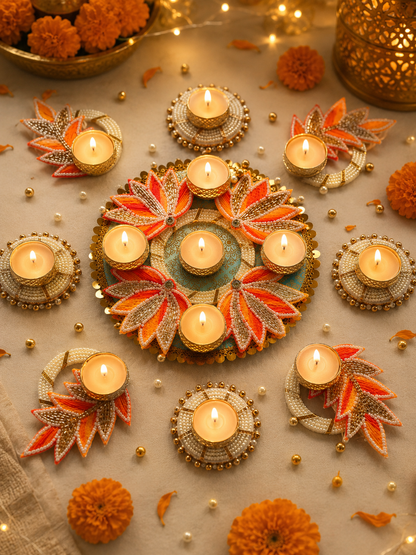 Grand Lotus Rangoli Set – Set of 9
