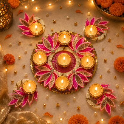 Grand Lotus Rangoli Set - Set of 5