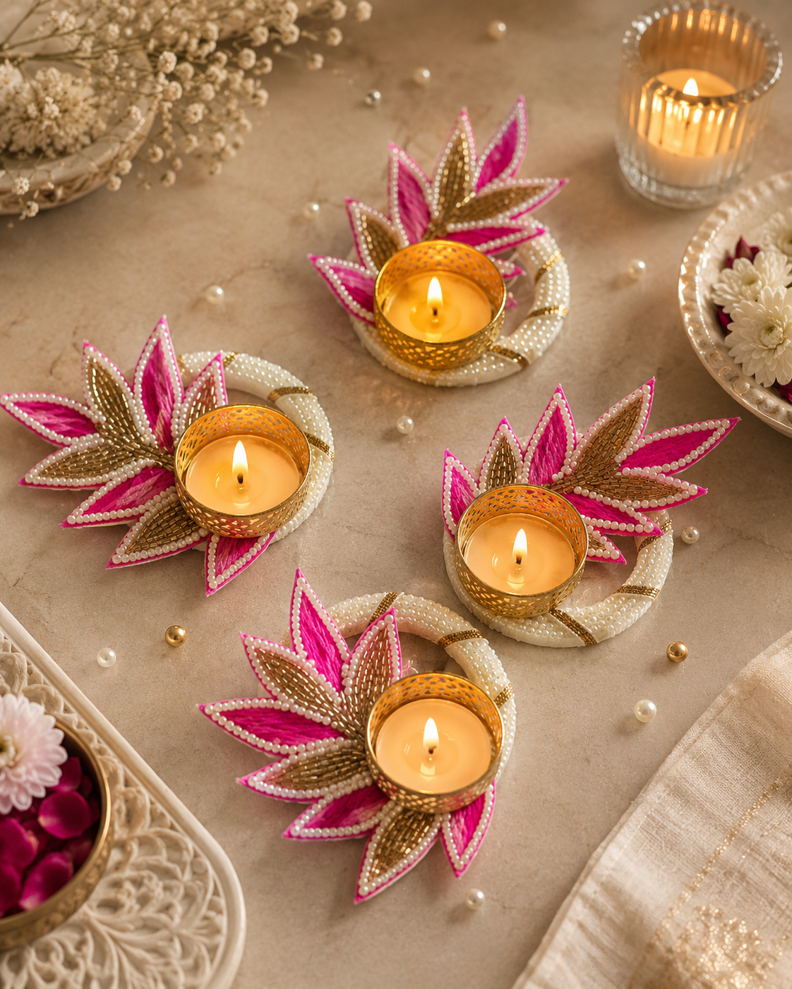 Petal Glow Tealight Holder - Set of 2