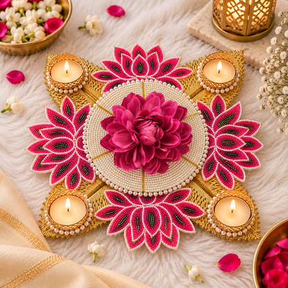 10" Gulnaar Lotus Tealight Rangoli