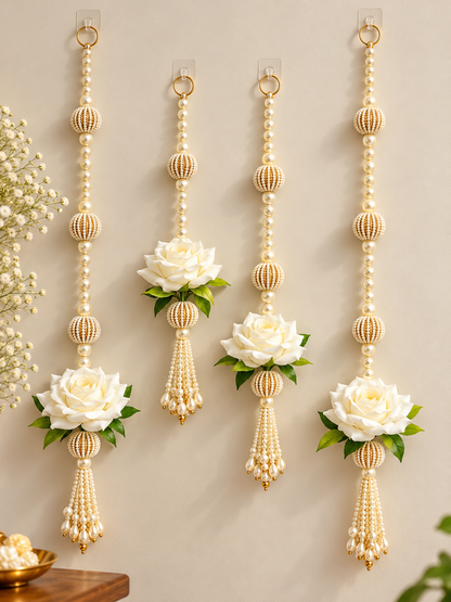 Rose Pearl Wall Hangings – Set of 4